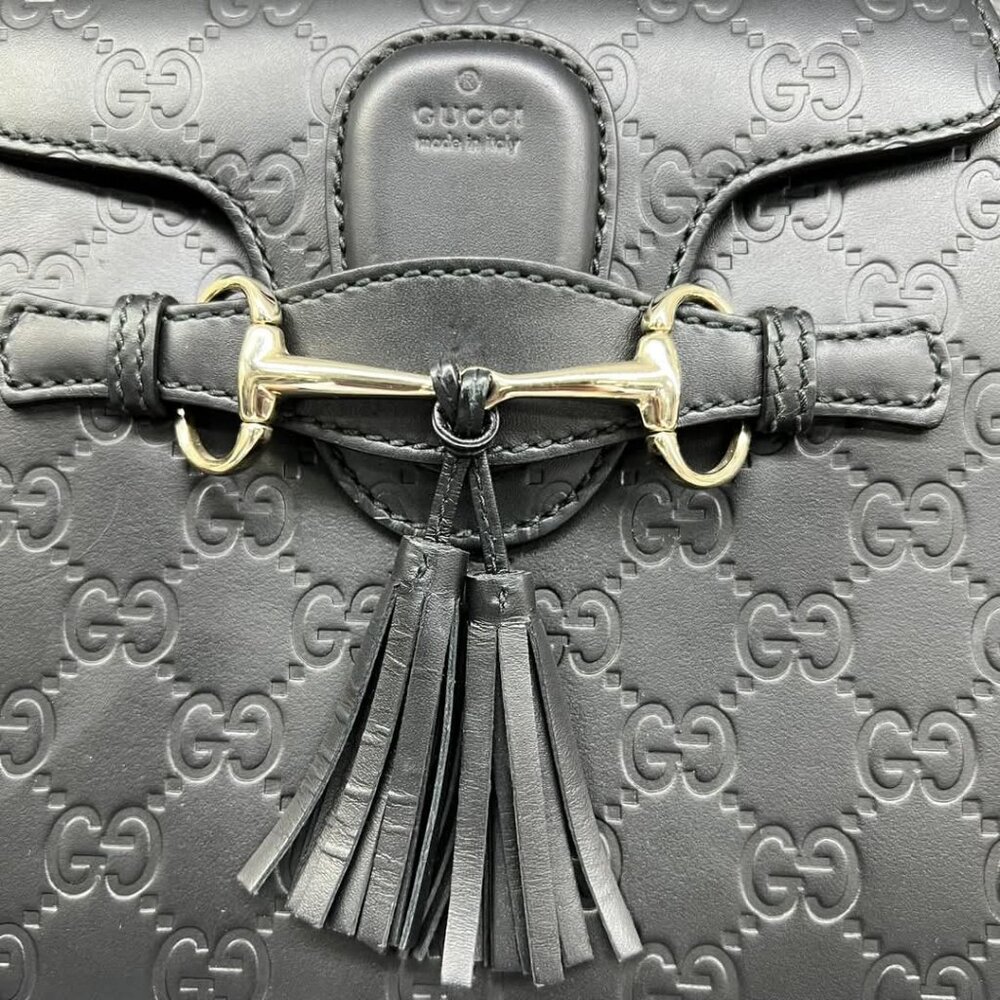 GUCCI Emily Black Leather Shoulder Bag 620-032825 - Picture 10 of 14